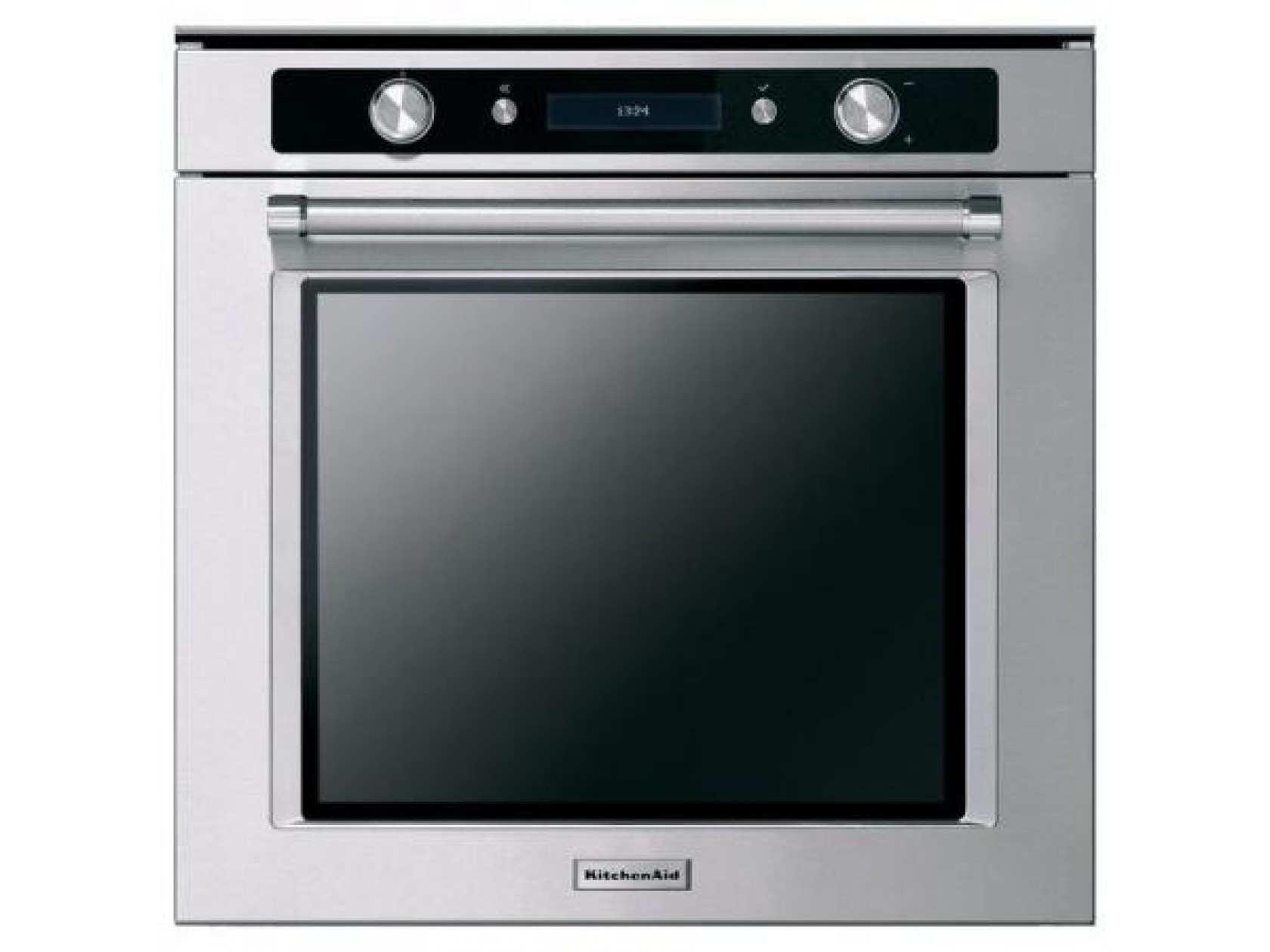 KitchenAid built-in single electric wall oven in modern kitchen cabinet