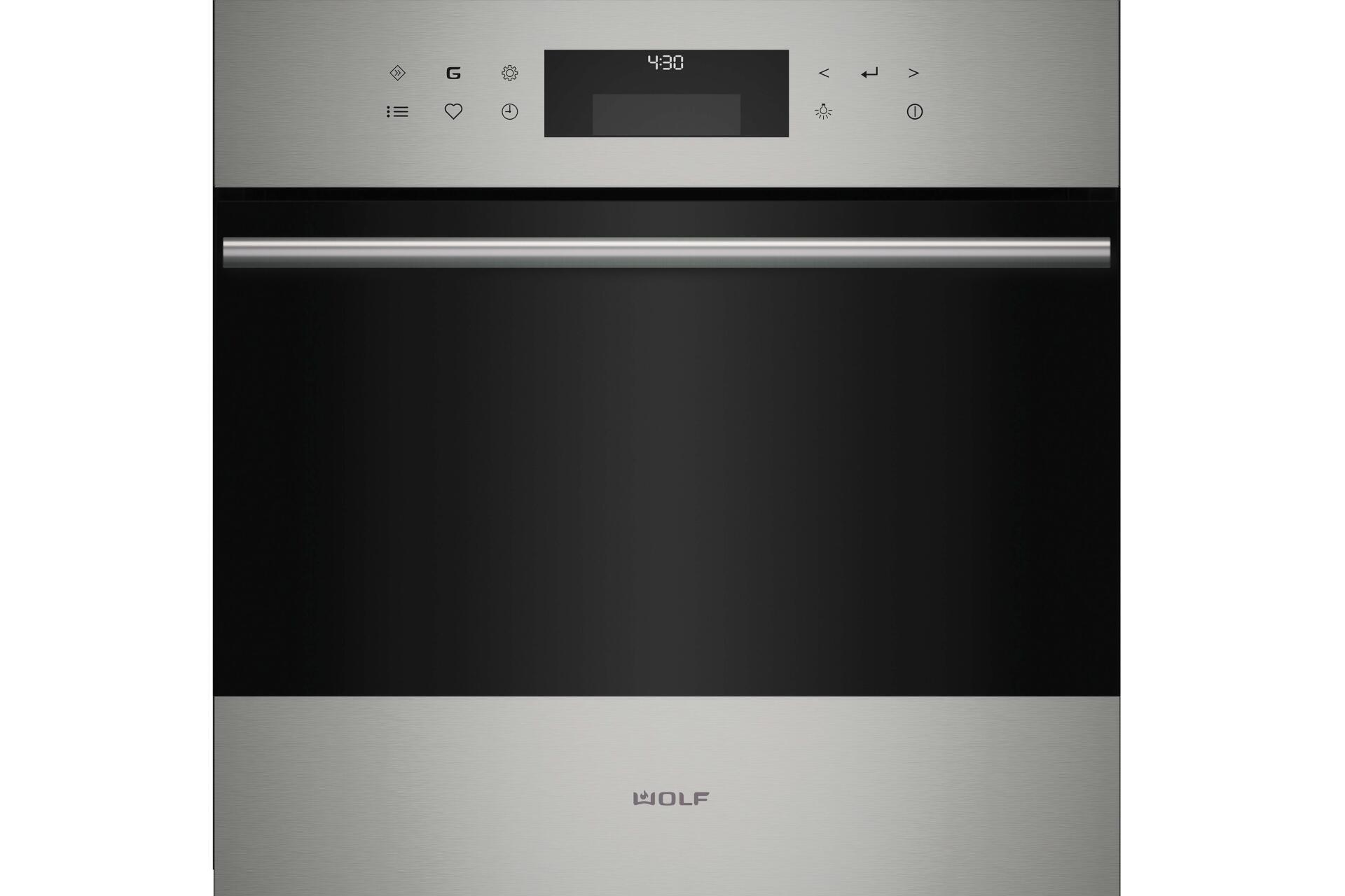 Wolf built-in single electric wall oven installed in kitchen cabinetry